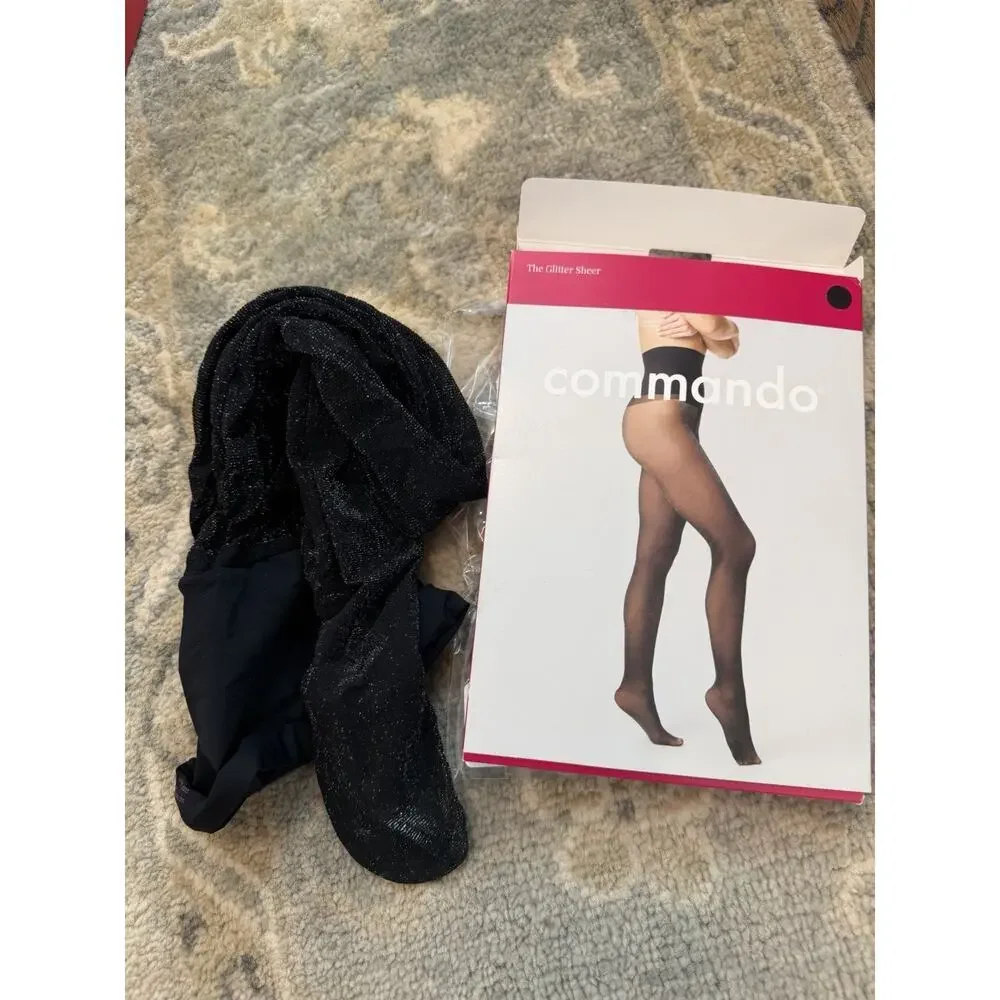 Commando The Glitter Sheer Tights Black Sz S $48 NIB NWT